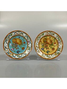 Hermes Plate Siesta White Multi Dessert